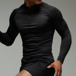 Man Active Lightweight Essentials Workout Raglan Muscle 1/4 Zip & Short Set