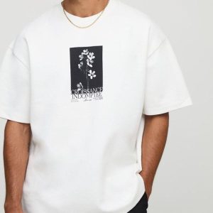 Ecru Oversized Super Heavyweight Floral Graphic T-Shirt