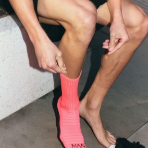 Man Active Neon Running Crew Socks
