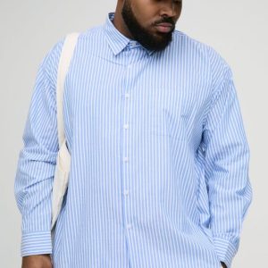 Plus Stripe Oversized Long Sleeve Shirt