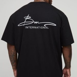 Plus Oversized BM International Print T-Shirt