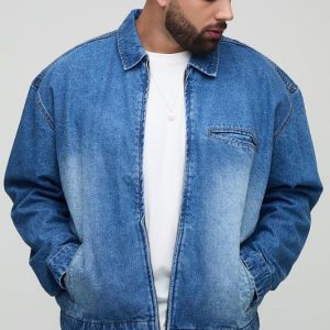 Plus Oversized Zip Up Denim Overshirt