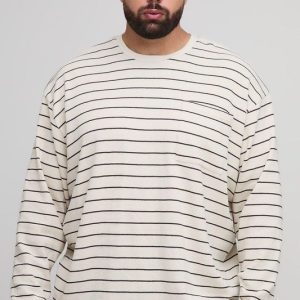 Plus Oversized Striped Heavyweight Long Sleeve T-Shirt