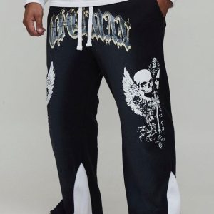 Plus Relaxed Flare Spray Washed Skull Gusset Jogger