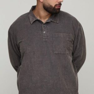 Plus Washed Cord Oversized Rugby Shirt