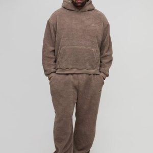 Plus Official Back Embroidered Oversized Boxy Hooded Tracksuit