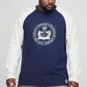 Plus Regular Fit Varsity Print Long Sleeve Waffle T-Shirt