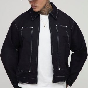 Tall Regular Fit Canvas Carpenter Panel Worker Jacket