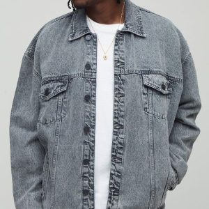 Tall Acid Wash Boxy Oversized Denim Jacket