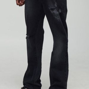 Tall Slim Flare Gusset Detail Distressed Panel Jeans