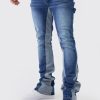 Skinny Flared Stacked Carpenter Gusset Washed Jeans