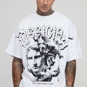 Tall Oversized Heavyweight Large Scale Print Official Extended Neck T-Shirt