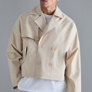 Cropped Double Breasted Trench Coat