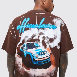 Oversized Over Seams Boxy Rally Graphic T-shirt