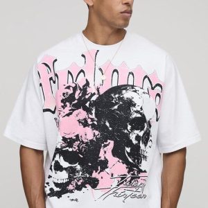 White Oversized Boxy Heavyweight Eye Printed T-Shirt