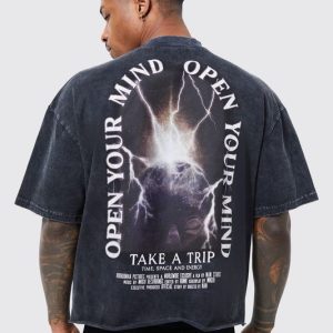 Oversized Boxy Washed Graphic Raw Hem  T-shirt