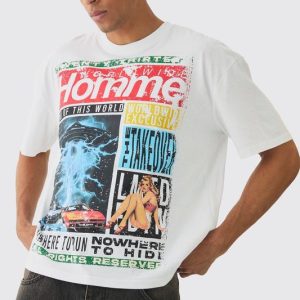Oversized Boxy Homme Magazine Graphic T-Shirt