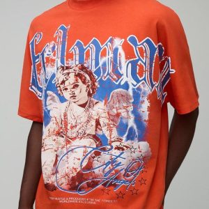 Orange Oversized Heavyweight Money Never Sleeps T-Shirt