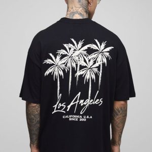 Tall Oversized Los Angeles Palm Graphic T Shirt
