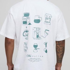 Oversized Man Script Coffee Printed T-Shirt