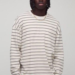 Oversized Striped Heavyweight Long Sleeve T-Shirt