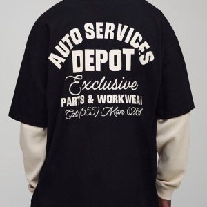 Oversized Faux Layer Waffle Long Sleeve T-Shirt