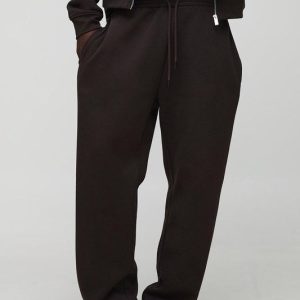 Chocolate Straight Leg Check Woven Waistband Jogger