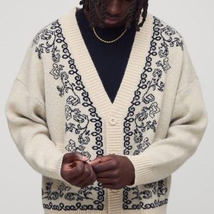 Boxy Paisley Knitted Cardigan