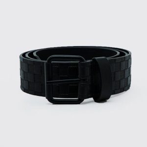 Faux Leather Embossed Checkerboard Belt