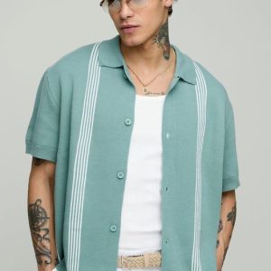 Boxy Knitted Stripe Shirt