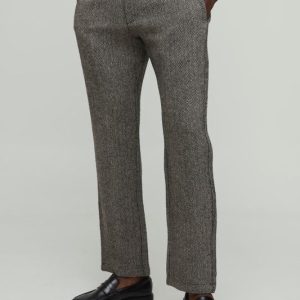 Slim Fit Herringbone Tailored Pants