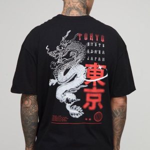 Tall Oversized Tokyo Dragon Printed T-Shirt