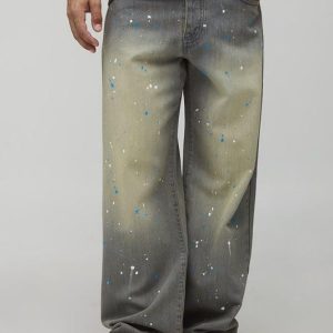 Relaxed Rigid Paint Splatter Denim Jeans