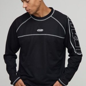 Oversized Boxy Man Raglan Long Sleeve Mesh Hockey Top