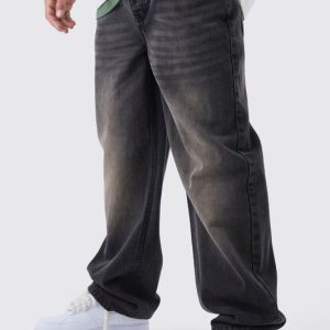 Relaxed Fit Brown Washed Jeans