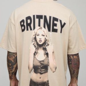 Stone Oversized Extended Neck Britney Spears License T-Shirt