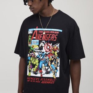 Tall Oversized Marvel Avengers License Print T-Shirt