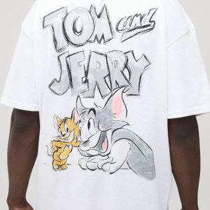Tall Oversized Tom & Jerry License Print T-Shirt