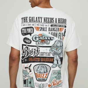 White Oversized Disney Toy Story Vintage Wash License T-Shirt