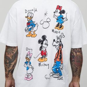White Oversized Disney Mickey Mouse License T-Shirt