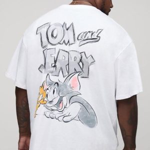 Plus Oversized Tom & Jerry License Print T-Shirt