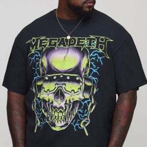 Plus Oversized Megadeath License Print Washed T-Shirt