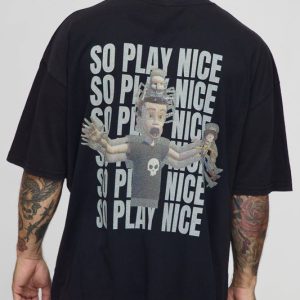 Black Oversized Extended Neck Disney Toy Story Sid Acid Wash License T-Shirt
