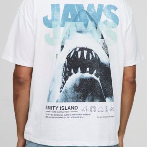 White Oversized Jaws License T-Shirt