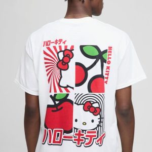White Oversized Hello Kitty License Printed T-Shirt
