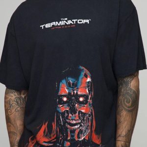 Tall Oversized Terminator License Print Washed T-Shirt