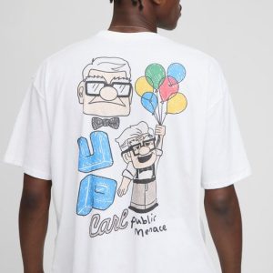 White Oversized Disney Up License Printed T-Shirt