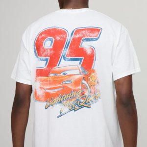 White Oversized Disney Cars License T-Shirt