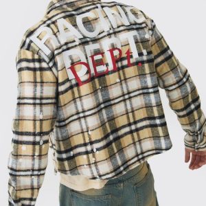 Oversized Boxy Paint Splatter Flannel Shirt