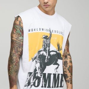 Oversized Homme Western Graphic Tank